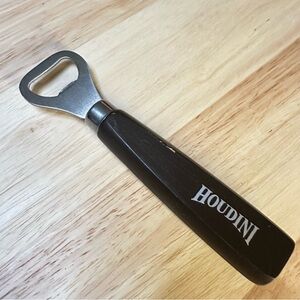 Houdini stainless steel bottle opener with wood handle